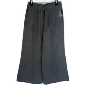 Luna Luz‎ NWT Gray 100% Linen Wide Leg Pant Yacht Vacation Lagenlook Size Medium